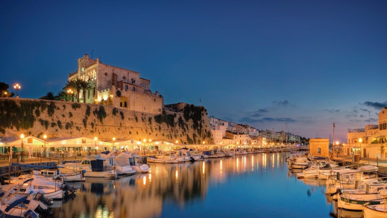 Ciutadella, the old town and the port at night